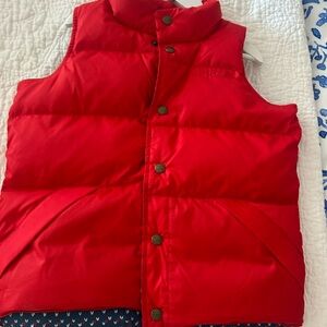 L.L. Bean Red and Blue Patterned Puffer Vest - Never Worn! Size 8